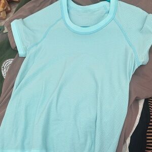 LULULEMON Light Blue Striped T-Shirt